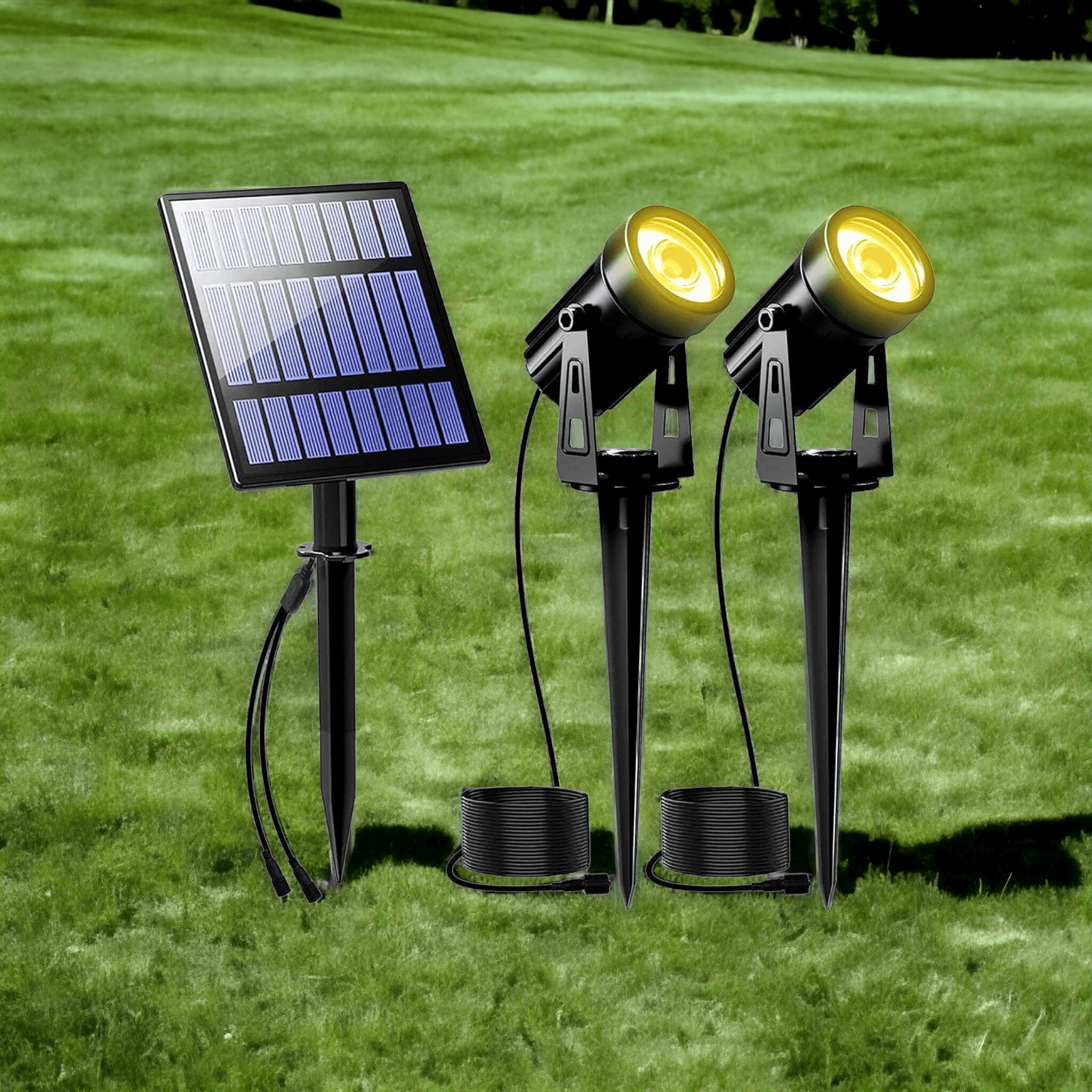 SuperLuxe 2 in 1 Solar LED Garden Spotlights - Warm White - Lighting Legends