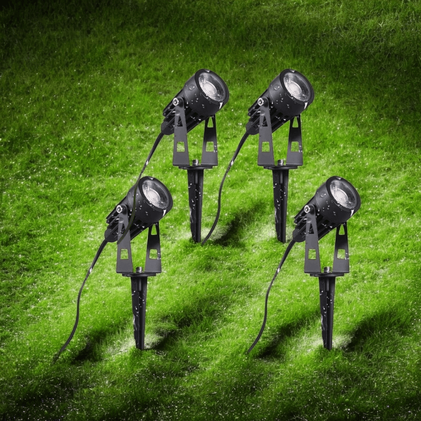 4 in 1 LED 12V Outdoor Spotlights Warm White Garden Landscape Spot Lights