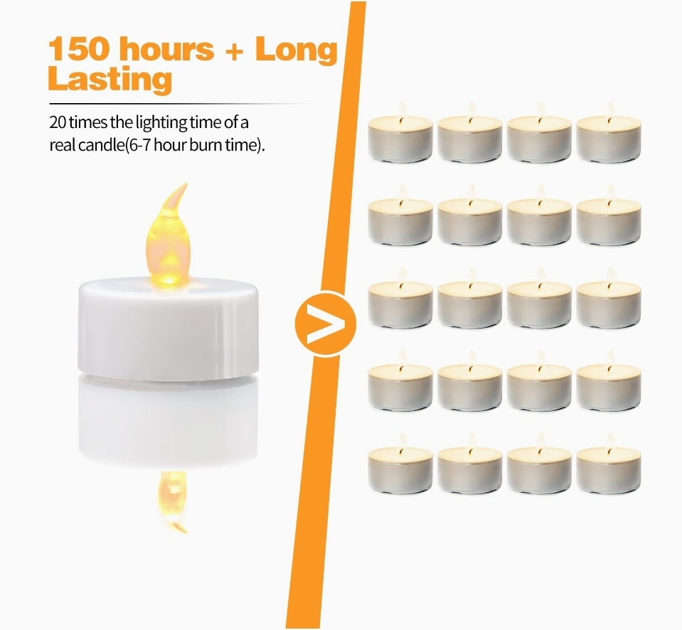 Warm White Flameless Flickering LED Tealight Candles