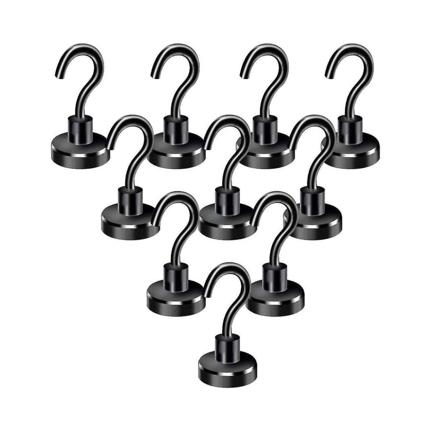 10 Pack Ultra Strong Black Magnetic Hanging Hooks - Lighting Legends