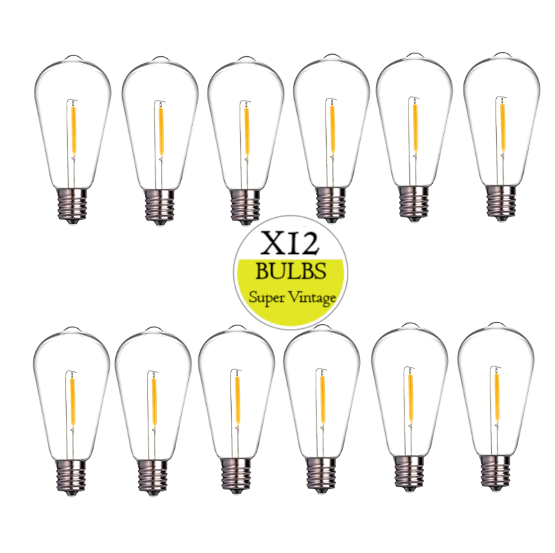 12 Pack Vintage Style Warm White LED Super Festoon Shatterproof Bulbs