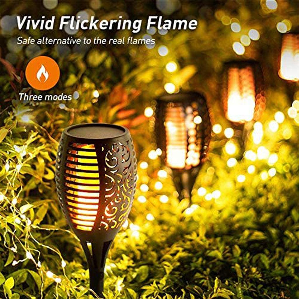 96 LED Solar Flickering Flame Torch Stake Lights - Lighting Legends