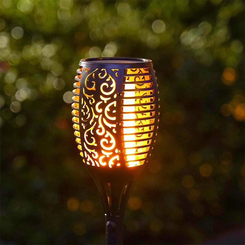 96 LED Solar Flickering Flame Torch Stake Lights - Lighting Legends